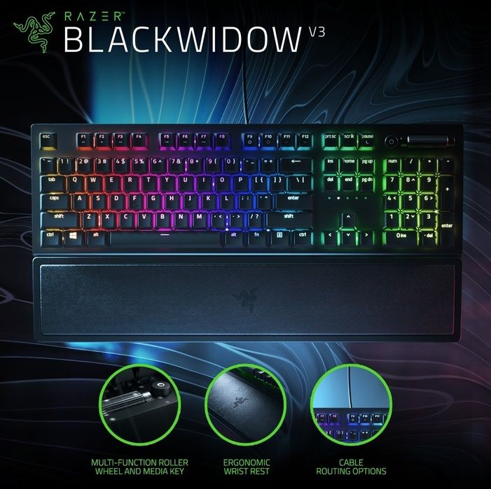 Razer Blackwidow V3 Green свитчи Механическая Проводная Клавиатура