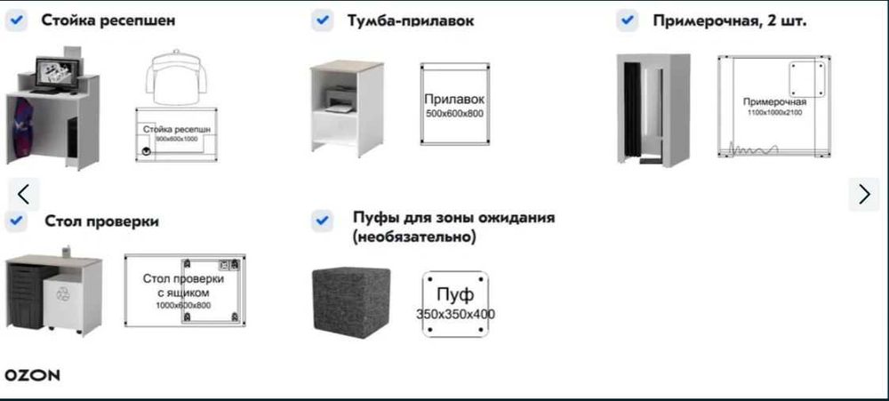 Набор мебели для ПВЗ OZON готовый