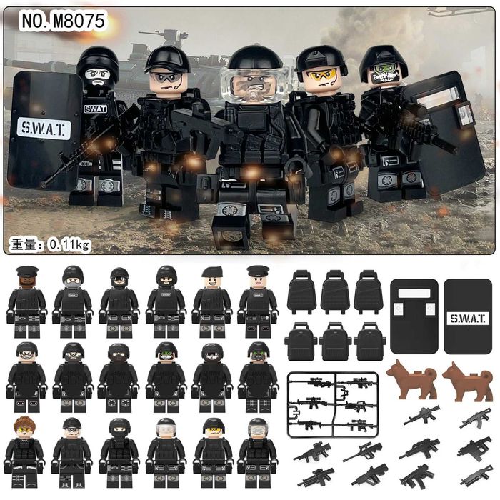 Set 18 figurine tip Lego SWATT team plus accesorii