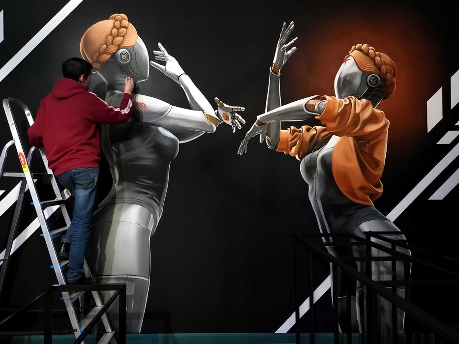 Роспись стен в Уральске. Художник. Аэрография. Граффити