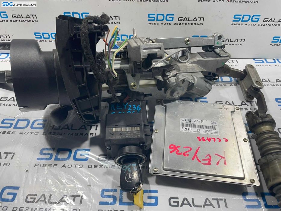 Kit Pornire ECU Calculator Motor Ax Blocator Volan Cititor Chei Cheie CIP Imobilizator Mercedes Clasa C Class W203 2.2 CDI 2001 - 2007 Cod A6111537479 0281010608 [L4558] [L4559]