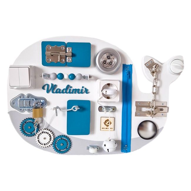 Placa senzoriala personalizata Busy Board pentru copii, Balena