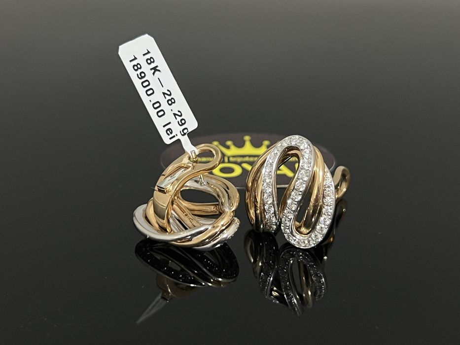 Bijuteria Royal CB : Cercei aur 18K cu 82 diamante naturale 28,29 gr