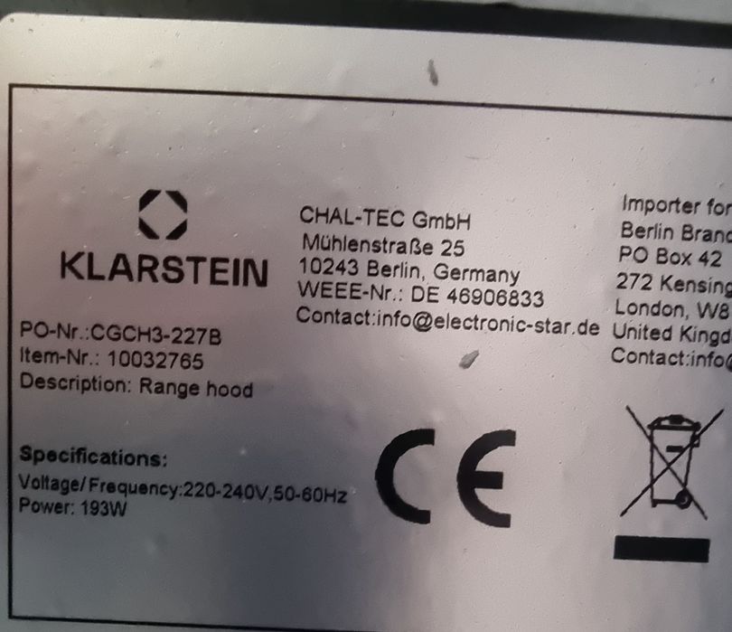 Абсорбатор Klarstein 193w