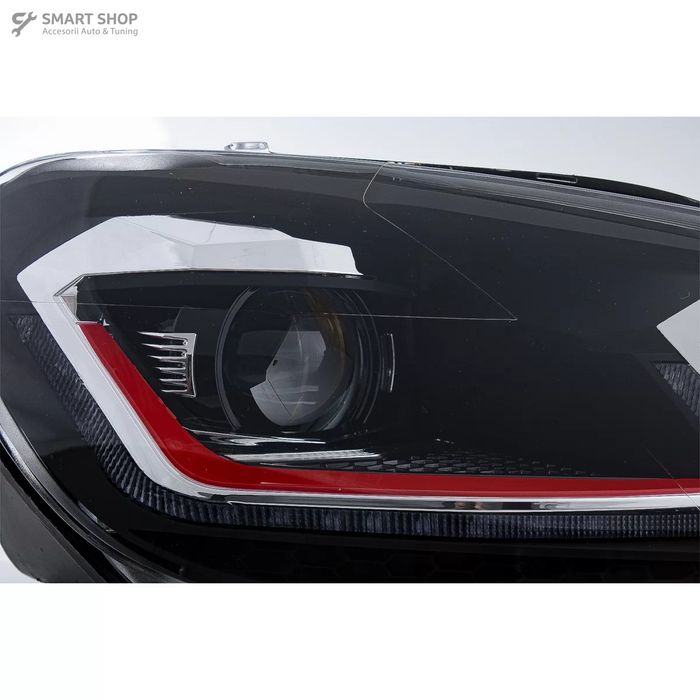 Faruri LED VW Golf 6 VI (2008-2013) Facelift G7.5 GTI Design Rosu Semn