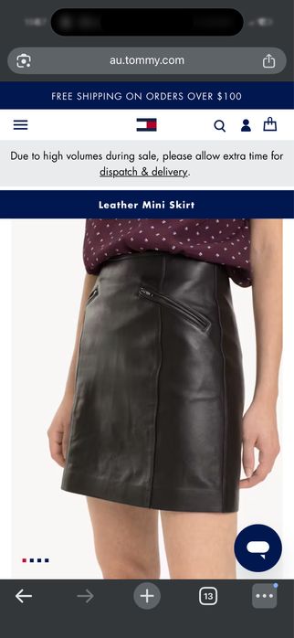 Черна кожена пола tommy hilfiger естествена кожа