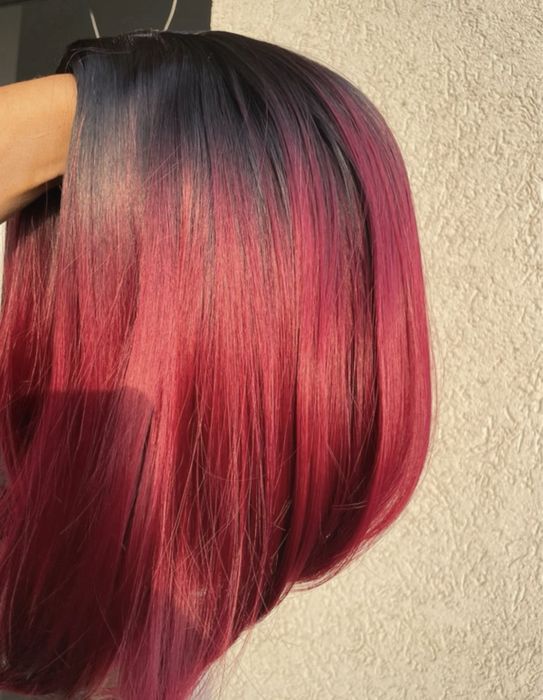 Peruca bob rosu cu radacina bruneta