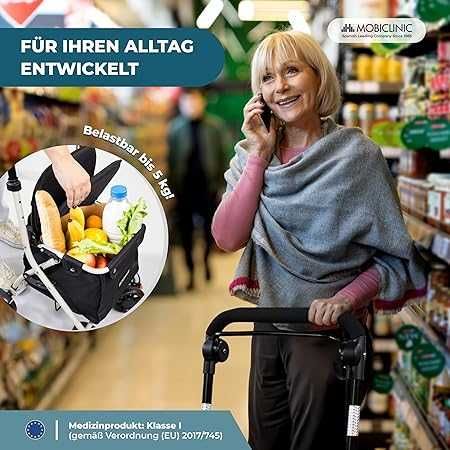 Mobiclinic Coliseo Пазарска количка със седалка до 120 кг. сгъваема, 4 колела, стомана