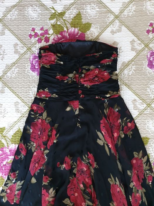 Rochie matase naturala ocazie volane midi print floral