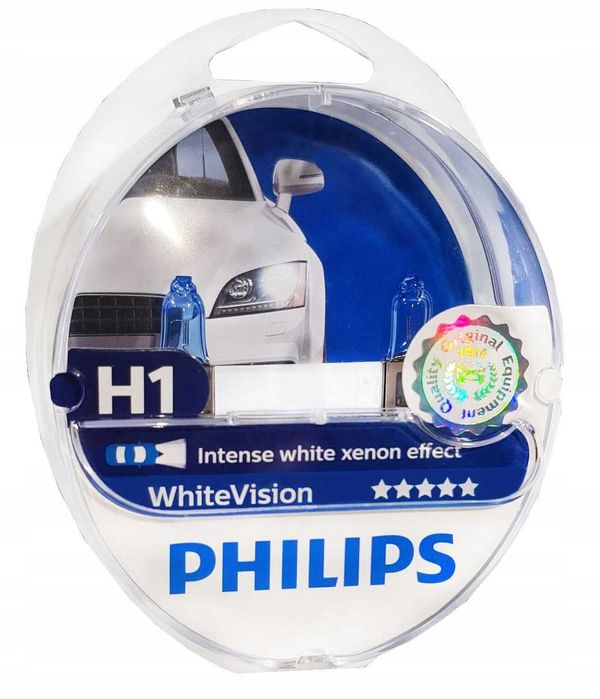 Set becuri Philips H1 white vision intense xenon effect 4200k 12v Nou