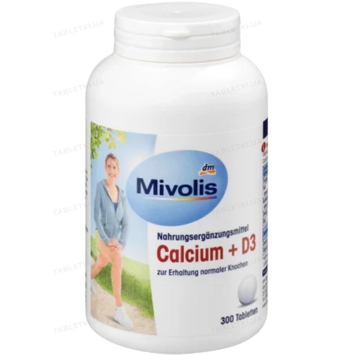 Кальций Витамины Mivolis Calcium + D3, 300 таблеток Германия