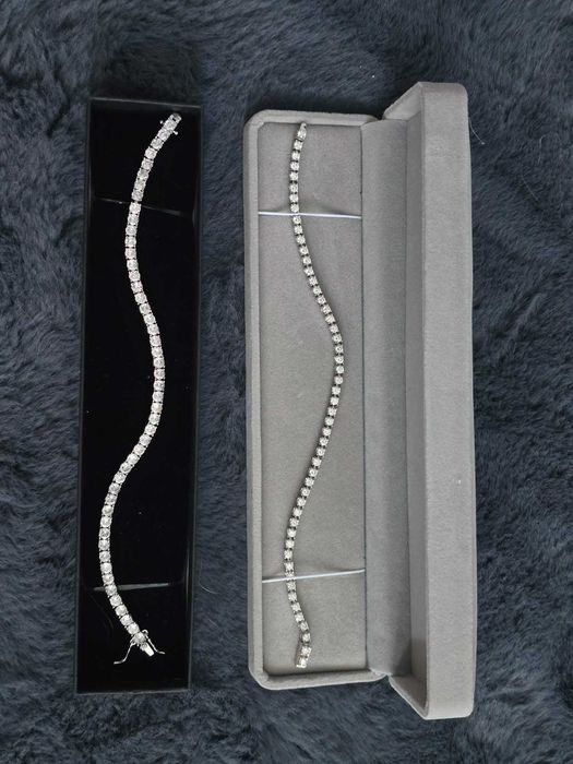 Сребърна гривна 925, с моисанит/мойзанит/, сертификат, дължина 21 см