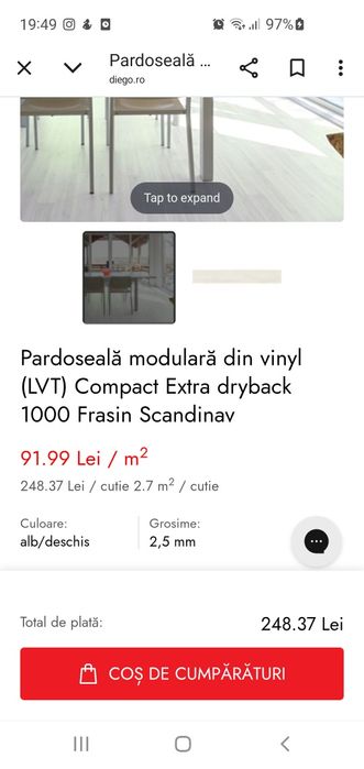 Pardoseală modulară din vinyl (LVT) Compact Extra dryback 1000 Frasin