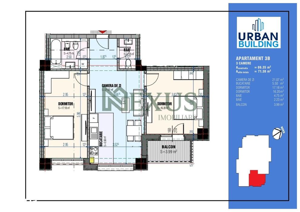 Apartament nou de vânzare cu 3 camere, Urban Building