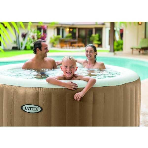 Jacuzzi gonflabil PureSpa Deluxe Bubble Intex 28426EX, 196x196xH71cm, Sahara, PVC, 4 locuri - RESIGILAT