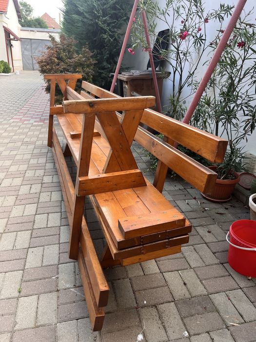Set 2 banci din lemn pentru foisor sau exterior
