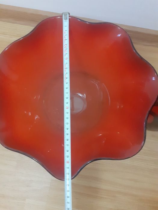 Set vaza si fructiera din sticla