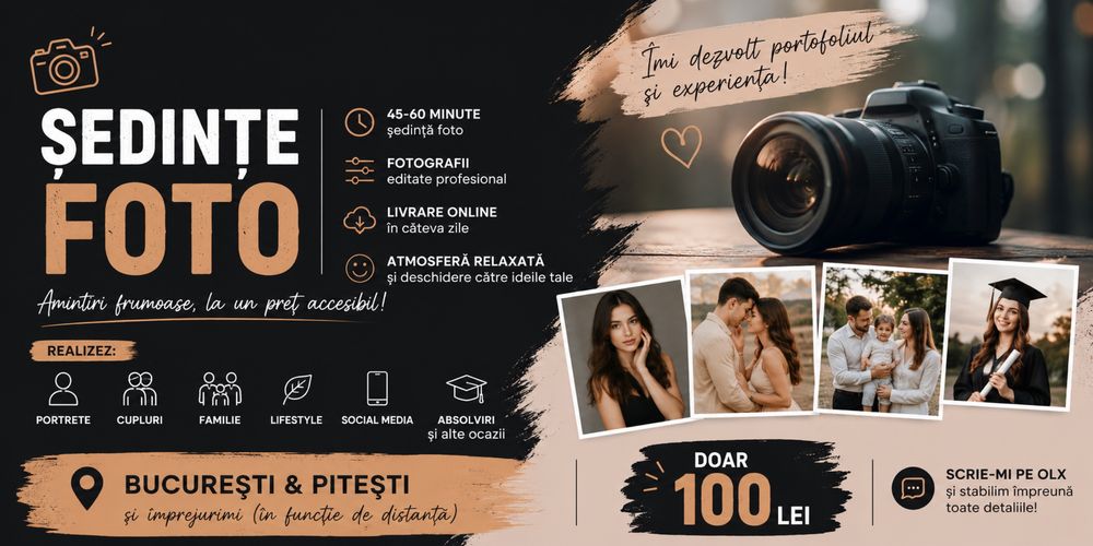 Ședințe foto – Doar 100 lei | București & Pitești
