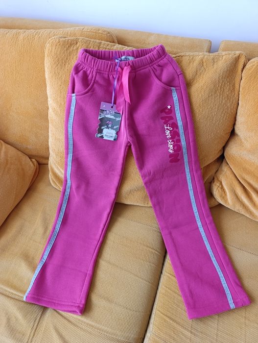 Детско спортно долнище, анцук, памук, розово, размер 128 см