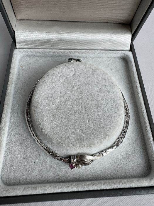Bratara din argint rodiat, rubin si zirconia