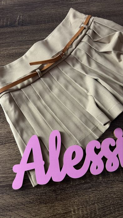 Fusta Scurta Denim Piele Bej