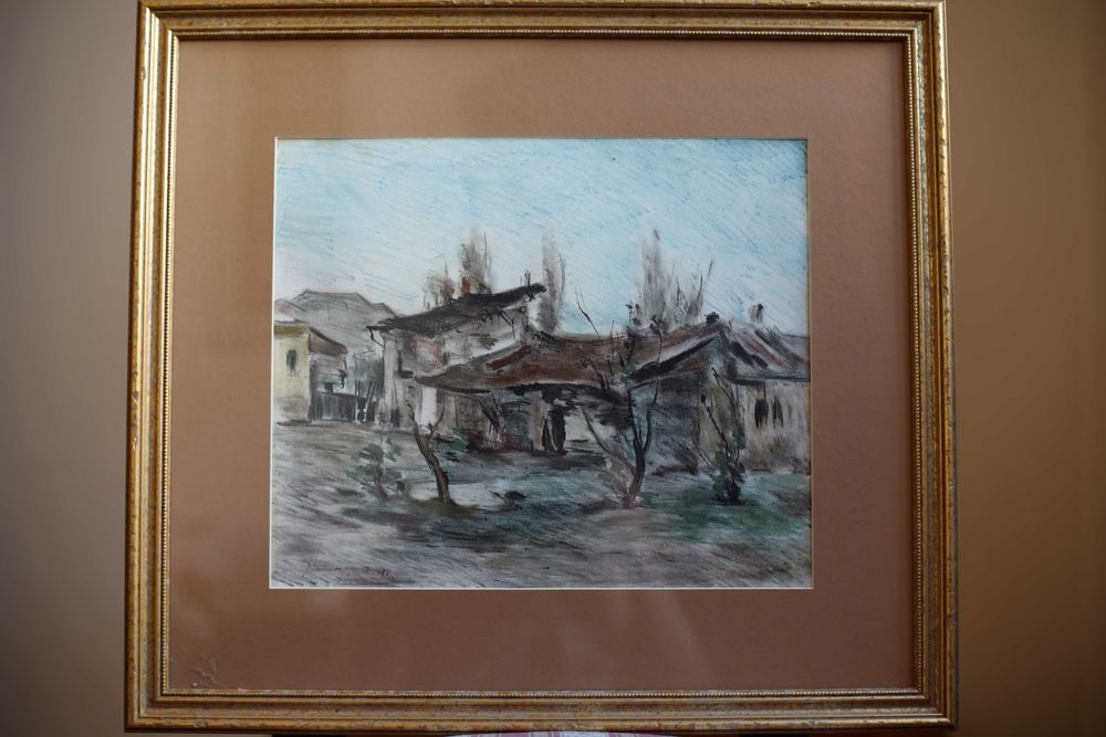Tablou semnat, 1935, autor neidentificat, 34 x 28,5 cm pastel