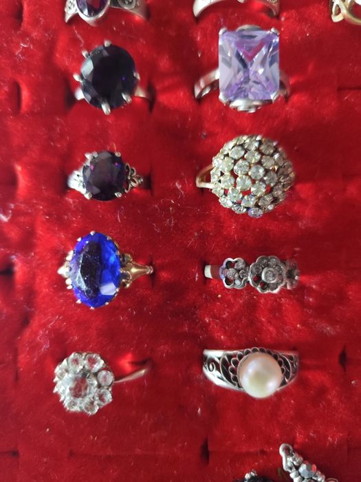 Кольца женские СССР серебро камни природные