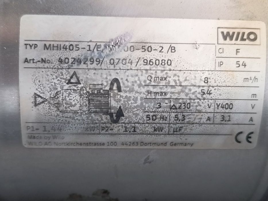 Насос центробежный WILO 1.1кв