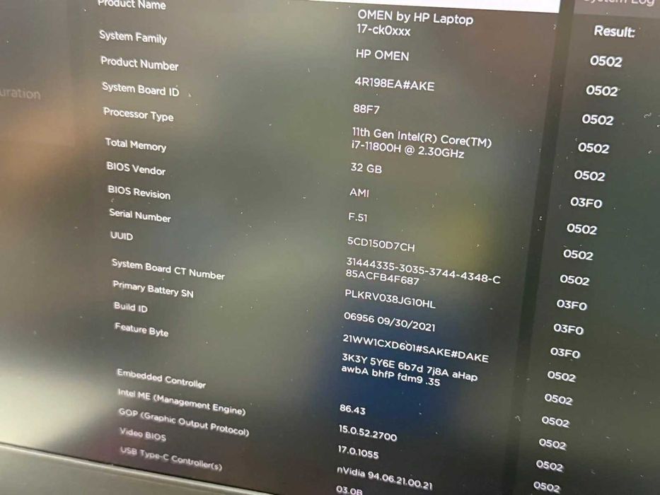 Laptop SH Gaming HP Omen 17 i7-11800H 32gb ram 2×512 ssd NVME nVIDIA RTX 3060 6gb