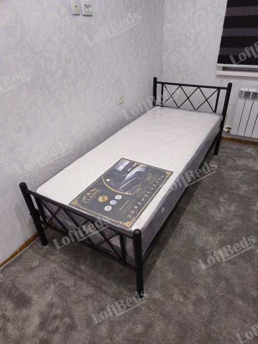 Кровать  МАРИНА, Temir Kravat, kalavat, loft, yangi sifatli matras bor