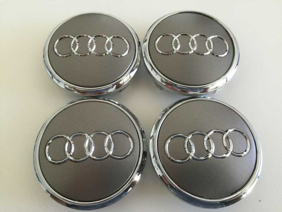 Set 4 Embleme Capace Jante Roti Audi 69MM Negru/Gri/Crom 4B0601170A