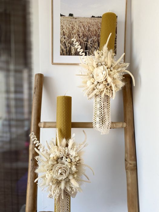 Lumanare/ lumanari ceara naturala cununie/botez