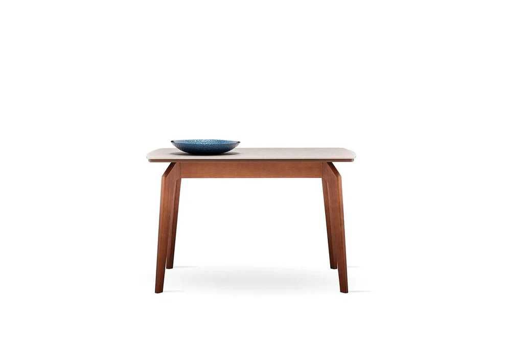 Трапезна маса за хранене 120 х 80 цвят орех/лен