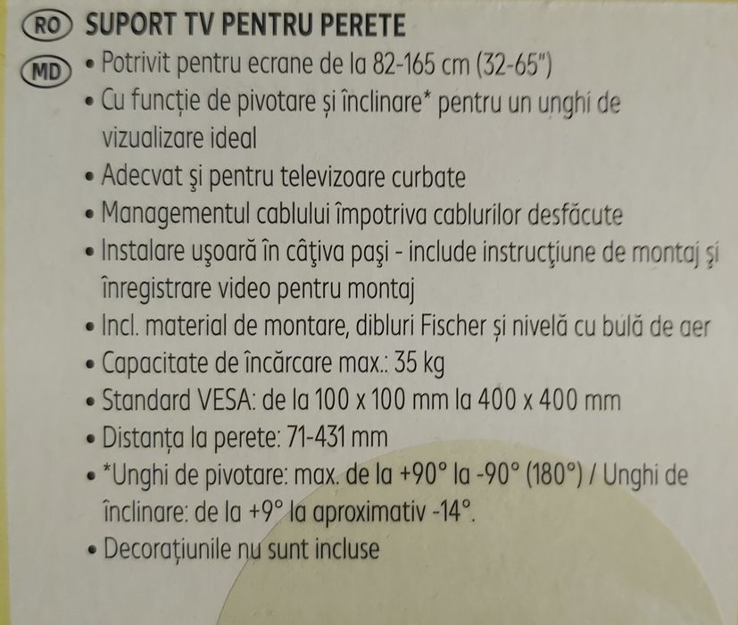 Suport mobil TV pentru prindere pe perete