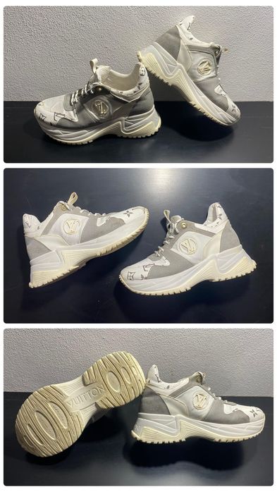 Adidasi Louis Vuitton beige gold monogram denim run 55 sneakers, Nr 36
