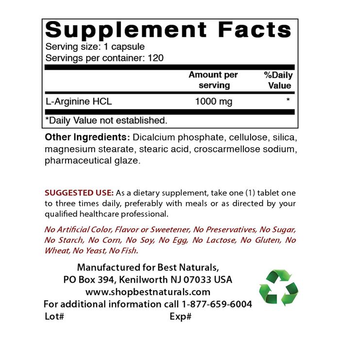 L-аргинин 1000 мг 120 таб. США