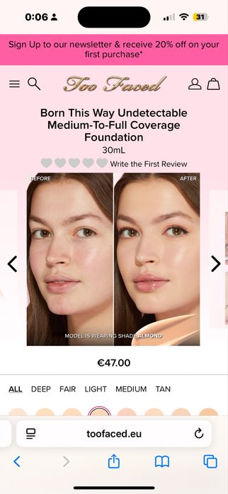 Фон дьо тен Too faced Born this way