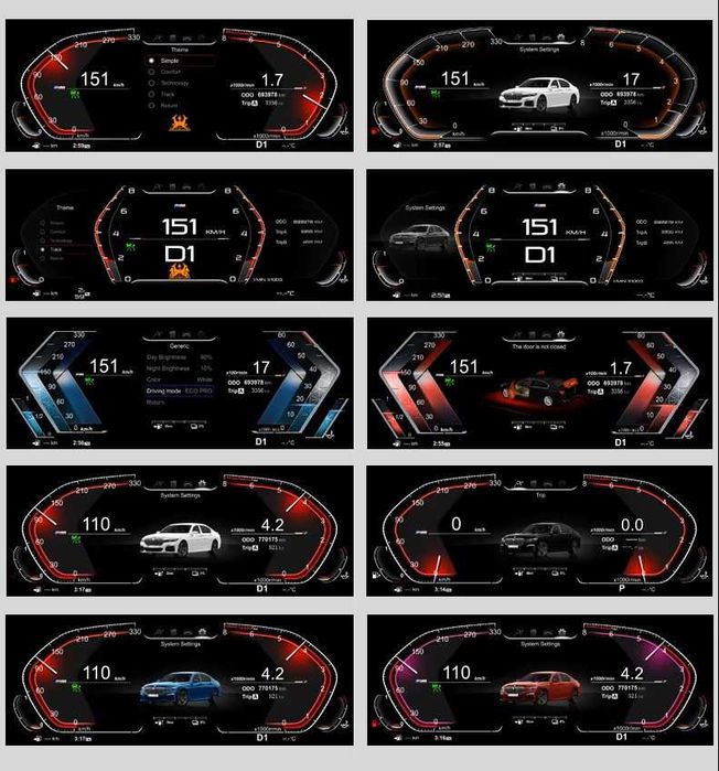 Ceasuri digitale cu HUD-LCD de 12,3" pentru BMW Seria 5 F10 F30 X5 X4