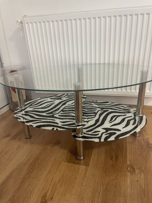 Vand masuta de cafea din sticla cu model zebra
