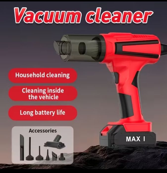 Aspirator auto  cu acumulator 2in 1 cu 3 trepte de aspirare