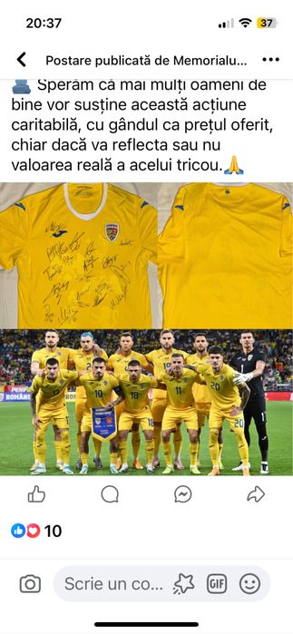 Vând tricou semnat de jucatorii echipei nationale de fotbal a Romaniei