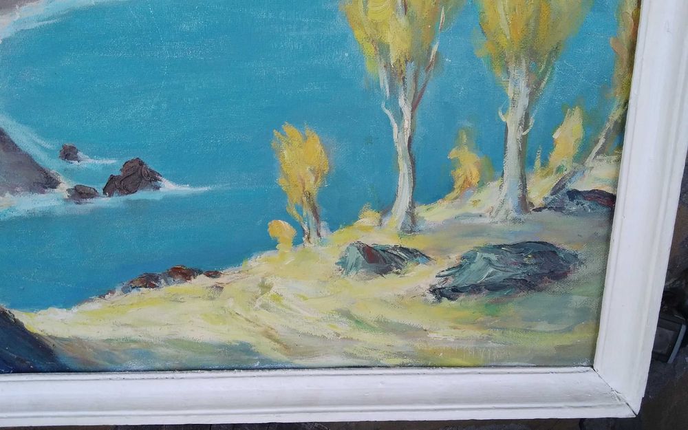 Стара картина масло върху фазер голяма