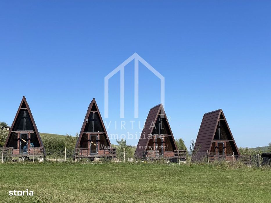 De vanzare 4 cabanute de tip A-frame in Sibiu, teren 829 mp sat Tocile