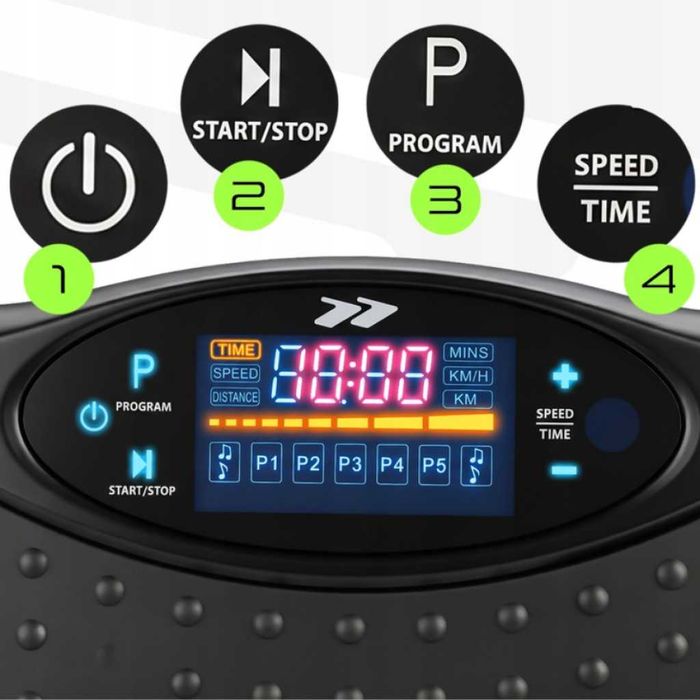 Вибрационна платформа 150W с Bluetooth, дистанционно и ластици – до 150 кг