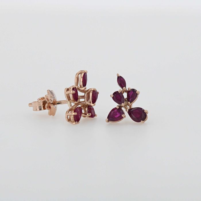 Cercei din aur roz 18k cu rubine~ 1,34ct. cod 9918