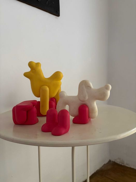 Set jucării DDR rare din plastic moale, tip puzzle, anii 70–80