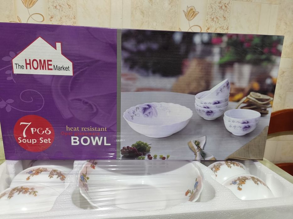 Посуда противоударная, тарелка одна большая и пиала 6штук