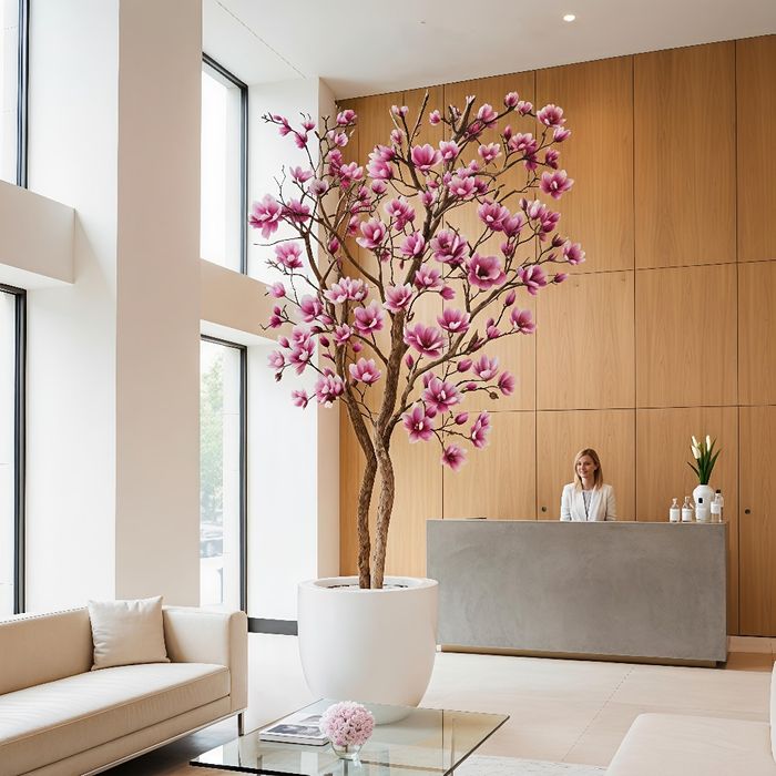 Copac Magnolie cu trunchi naturala și flori artificiale