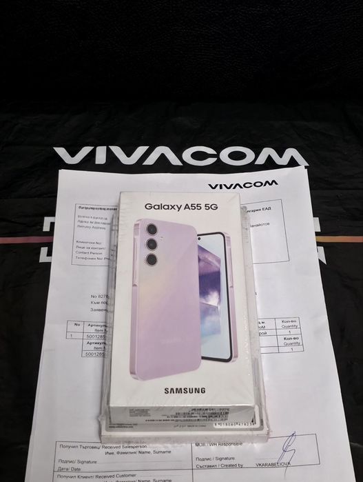 ***ЗАПЕЧАТАН 128GB Samsung A55 5G Гаранция Vivacom 2027г. Lilac | Purp