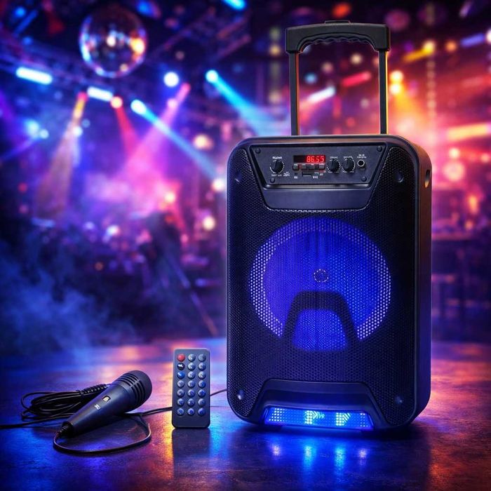 Преносима караоке тонколона - 8" говорител, LED светлина